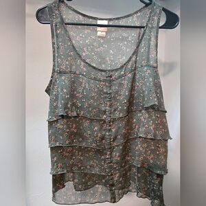 Mossimo Supply Co. Green Tiered Sleeveless Tank Top